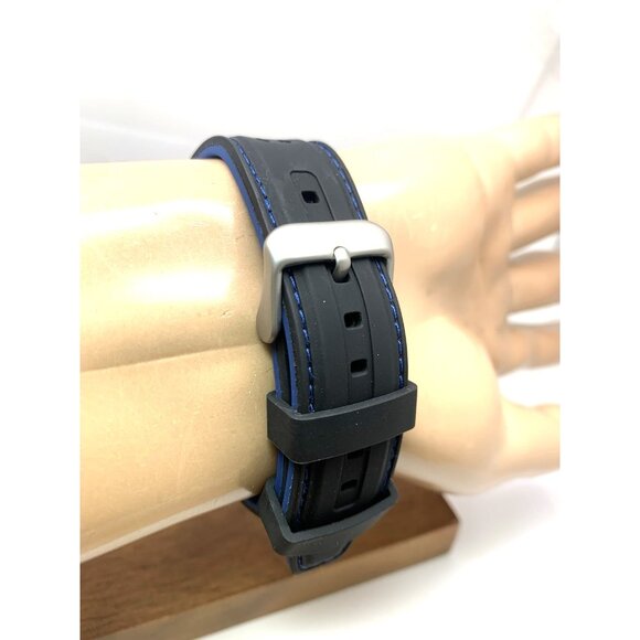 Nautica Men's Watch A35090 Quartz Chronograph Black Blue Rubber Strap 45mm - Picture 10 of 14